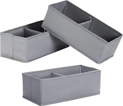 Produktbild von IHOMAGIC 3er-Pack faltbare Aufbewahrungsbox, Schrankorganizer, Schubladen-Organizer für Schlafzimmer, Badezimmer, Stoffbox, Schubladenteiler für Unterwäsche, Socken, Krawatten, Schals, 13 x 28 x 10 cm, grau