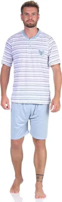 Produktbild von Herren Pyjama Short und T-Shirt Schlaf-Anzug; Hellgrau M/48