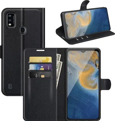 Produktbild von König Design Hülle kompatibel mit ZTE Blade A51 Kunstleder Handyhülle - Handy Case Schwarz