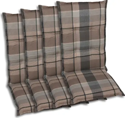 Produktbild von GO-DE Textil, Sesselauflage Mittellehner, 4er-Set, Farbe: braun, Maße ca.: 108 cm x 50 cm x 6 cm