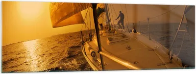 Produktbild von Bilder auf glas - Ozean Segelboot Yacht - 160x50cm - Glasbilder - Wandbilder - Kunstdruck - zum Aufhängen bereit - Wanddekoration aus Glas - Glas Bilder - Wandbild auf Glas - GAB160x50-0322