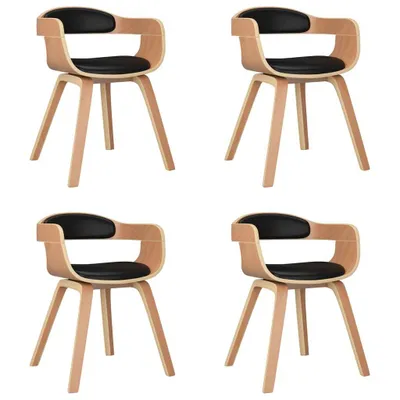 Produktbild von vidaXL Esszimmerstühle 4 Stk. Schwarz Bugholz und Kunstleder