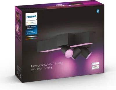 Produktbild von Philips Hue White and Color ambiance Centris Dreierspot mit CrossDesign schwarz, Intelligenter Einbaustrahler, Bluetooth/Zigbee, Schwarz, LED, Metall, GU10