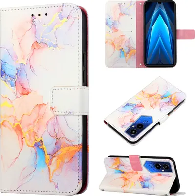 Produktbild von Tecno Pova 4 Pro Hülle, Marmor Motiv Kunstleder Tasche Wallet Kartenfächer mit Standfunktion Klapp Schutzhülle für Tecno Pova 4 Pro Bunt