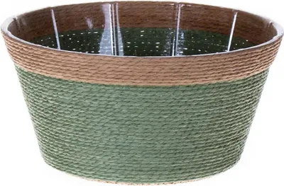 Produktbild von INNA-Glas Blumenkorb NERIONKO, grün-beige, 10 cm, Ø 19 cm - Pflanzkorb/Deko Topf