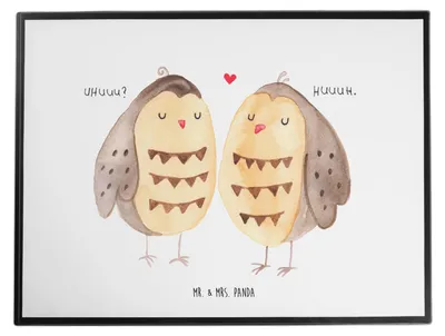 Produktbild von Mr. & Mrs. Panda Schreibunterlage Eulen Liebe - Weiß - Geschenk, schreibtischunterlagen, tischschutzmatte, schreibtischunterlage, Eule, Verliebt, Unterlage Schreibtisch