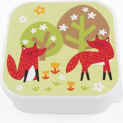 Produktbild von Sass & Belle Lunchbox Spring Forest Fox quadratische Essens-Aufbewahrungsbox