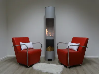 Produktbild von Ethanol & Gelkamin Gel Kamin Modell Hightower XL Silber mit Holzfach