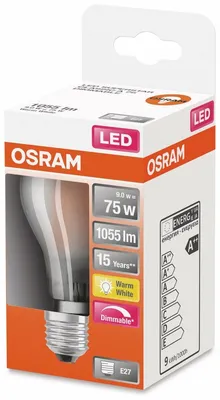 Zdjęcie produktu dla Żarówka LED E27 A60 7,5W = 75W 1055lm 2700K Ciepła 300° Filament Ściemnialna OSRAM SUPER STAR