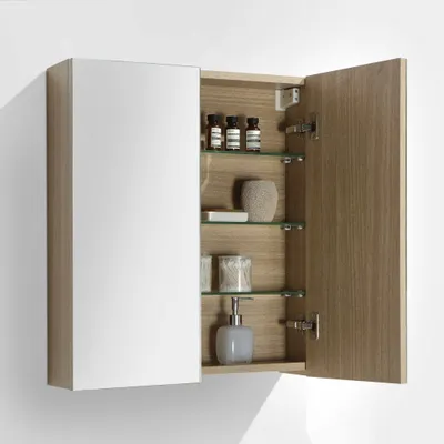 Produktbild von Spiegelschrank Bad 60 cm montiert Eiche hell SIENA