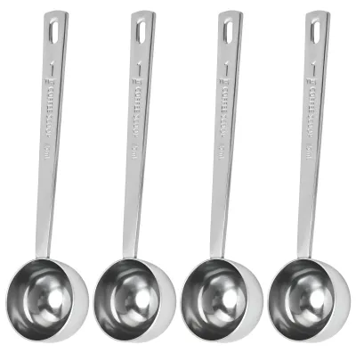 4er-Set Edelstahl Kaffeelöffel 15 ml, Messlöffel mit langem Griff