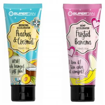 Obrázek produktu pro SuperTan Frosted Banana 150 Ml + Peaches Coconut Cream 150 Ml Sada Na Opalování