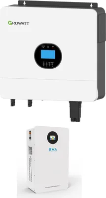 Zdjęcie produktu dla falownik Growatt SPF 6000 ES PLUS o mocy 6 kW (off-grid) z opcjonalnym naściennym systemem magazynowania LiFePo4 SWA 14,34 kWh