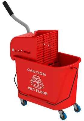 Immagine prodotto di Secchio per la pulizia da 20 litri con pressa e ruote | Colore: Rosso | Dimensioni: 27x60x70,5 cm