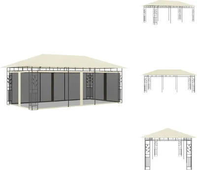Zdjęcie produktu dla vidaXL Pawilon z moskitierą 6x3x2,73 m kremowy - Pawilony i namioty imprezowe