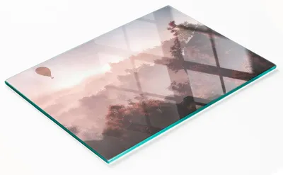 Immagine prodotto di Tagliere da cucina decorativo in vetro, con motivo: un pallone sopra una foresta, dimensioni 80 x 52 cm
