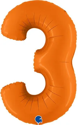 Zdjęcie produktu dla Balon Foliowy Cyfra 3, Matowa Pomarańczowa, 102cm Grabo