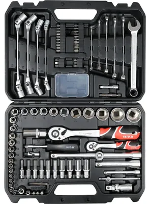 Produktbild von Steckschlüsselsatz 1/2 Zoll + 1/4 Zoll 93tlg CrV Werkzeug Set Schraubenschlüssel