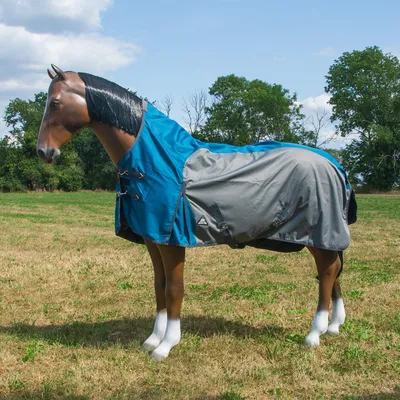 Produktbild von Outdoordecke Zuzi 1200D mit Highneck - Blau/Grau Größe (Pferdedecke) - 105 cm