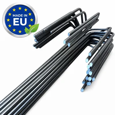 Produktbild von 100 Stk Erdanker 40 cm U-Form Aus 4 mm Stahldraht Für Unkrautvlies Geotextil Geogitter Rasenkante Gartenvlies Bodenanker Nicht Verzinkt 40 x 4 cm