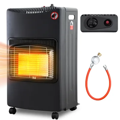Immagine prodotto di Ikodm, stufa a gas portatile da 4,2 kW, pieghevole, riscaldatore a gas a infrarossi per GPL, accensione piezoelettrica, 5 ruote, prodotto in Germania