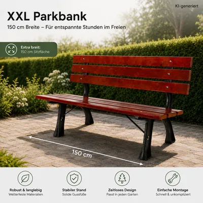 Produktbild von Parkbank Massivholz und Eisen 150 x 56 x 70 cm