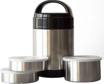 Immagine prodotto di portavivande 11cm 3 pezzi in acciaio inox con guaina termica in acciaio inox + PH