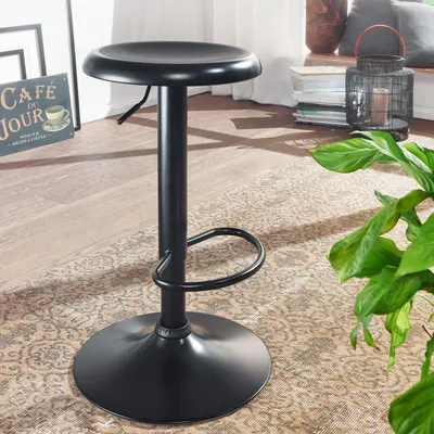 Produktbild von FineBuy Barhocker Schwarz Hocker ohne Lehne 58 - 79 cm Barstuhl Küchenhocker Metall 100kg Design Tresenhocker Drehbar Bistrohocker