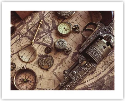 Produktbild von Poster - Poster ohne Rahmen - Kartographie Vintage Kompass - 50x40 cm - Wand Bild - Wanddeko - Wandbilder - Kunstposter - Wandposter - Bilder - Kunstdruck - Wanddekoration - Wandbild - P2XAA50x40-4582