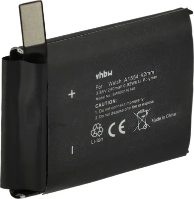 Produktbild von vhbw Akku kompatibel mit Apple Watch MLCC2LL/A, MJ4A2LL/A Smartwatch Uhr Fitnessarmband (240 mAh, 3,7 V, Li-Polymer)