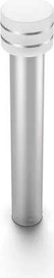 A product shot of a silver and white LED pathway light.