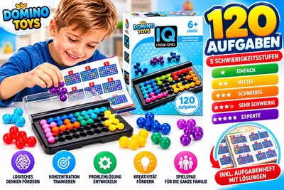 Produktbild von IQ-Logikspiel – 120 Aufgaben, 5 Schwierigkeitsstufen