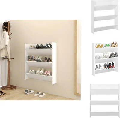 Immagine prodotto di vidaXL Scarpiera a muro bianca 80x18x90 cm in legno - Scarpiere e armadietti