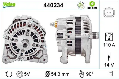 Produktbild von VALEO 440234 Lichtmaschine Generator LiMa 110A 14V für RENAULT TWINGO II (CN0) CLIO II (BB0/1/2, CB0/1/2) MEGANE III Grandtour (KZ0/1) Scénic III