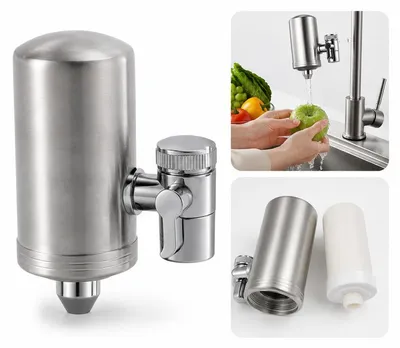 Produktbild von Edelstahl Wasserhahn Filter mit Keramiktechnologie, Praktische Lösung für Küche zur Verbesserung der Wasserqualität beim täglichen Gebrauch