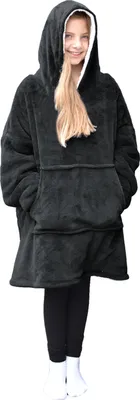 Produktbild von HOMELEVEL Kinder Sherpa Hoodie Pullover - Pulli mit Kapuze für Jungs und Mädchen - Kuschel Sweatshirt oversized - Kuschelpullover - 100% Polyester