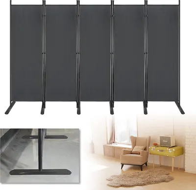 Zdjęcie produktu dla ACXIN ekran dzielący pokój ekran prywatności ścianka działowa 280 x 180 cm 5 części ekran prywatności ekran ścienny składany biura ogrodowe ścianka działowa dzieląca pokój (ciemnoszary)