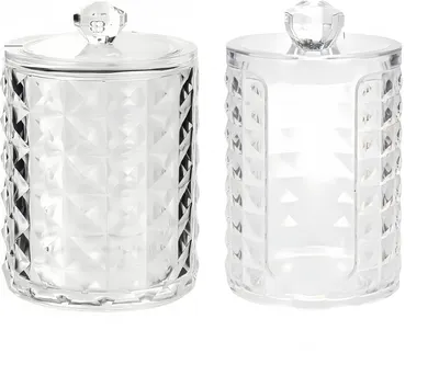 Produktbild von 2 Wattest?bchen Beh?lter,Wattepadspender aus Umweltschutz PET,Transparente Aufbewahrungsbox mit Diamantmuster fš¹r Wattepads,Kosmetik,SchminkeLanglebig