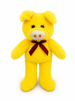Produktbild von Schwein Kuscheltier 32 cm Gelb Plüschschwein mit Schleife Flauschiges Weiches Stofftier Deko Geschenk & Sammler, KI-generiertes Bild