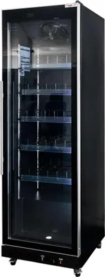 Zdjęcie produktu dla Witryna chłodnicza przeszklona z oświetleniem LED 1-drzwiowa Mega-M DIEGO R62 Prestige black 62x63x198cm 600L