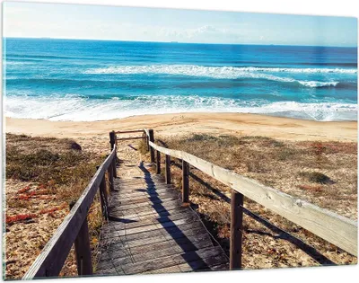 Produktbild von Bilder auf glas - Einteilig - Meer Strand Eintritt - 120x80cm - Glasbilder - Wandbilder - Bilder - zum Aufhängen bereit - Wanddekoration aus Glas - Glas Bilder - Wandbild auf Glas - GAA120x80-4359