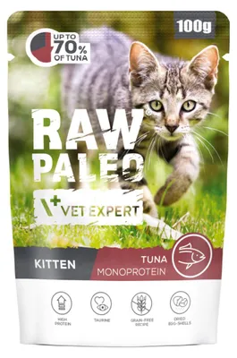 Zdjęcie produktu dla Mokra karma dla kota VetExpert Raw Paleo Kitten Cat tuńczyk 100g