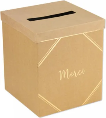 Image de Boîte à lettres Merci Papier kraft doré 21 x 25 cm - Taille unique