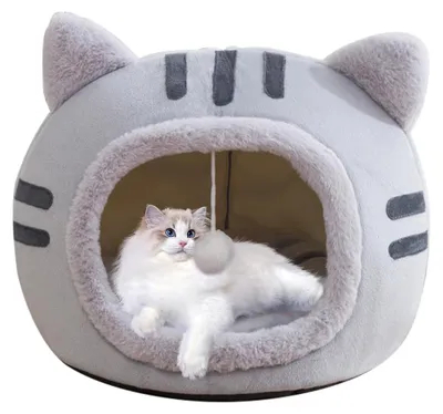 Katzenbett für Hauskatzen, grau, mittelgroß