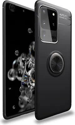 Produktbild von NALIA Ring Handy Hülle für Samsung Galaxy S20 Ultra, Silikon Cover Case Halter Schwarz