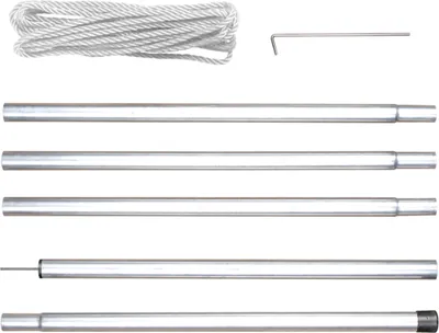 Produktbild von Perel Befestigungsset mit Stange, Seil und Heringen, Metall, Durchmesser 25 mm, Höhe 250 cm