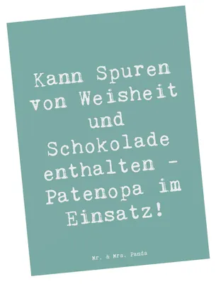 Produktbild von Mr. & Mrs. Panda Ansichtskarte Spruch Patenopa und Weisheit - Meeresbrise - Geschenk, Weihnachten, Familie, Verwandte, Wertschätzung, Grußkarte, Fotokarte, Ansichtskarten