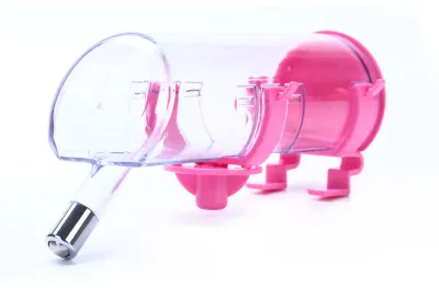 Produktbild von Hundewasserspender zum Aufhängen, automatische Haustier-Trinkflasche für kleine, mittelgroße Hunde und Katzen, Rosa, 350 ml