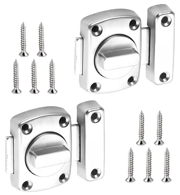 Produktbild von 2-teiliges Set Drehtürschlösser, Türriegel für Innentüren, Türschlösser mit Schrauben, Zinklegierung, für Badezimmer-, Küchen-, Toiletten- und Ankleidezimmertüren