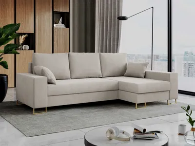 Produktbild von Ecksofa, Bettsofa, L-Form Couch mit Bettkasten - DORIAN-L - Milchig